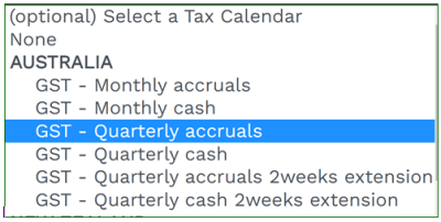 tax calendar quarterly accruals